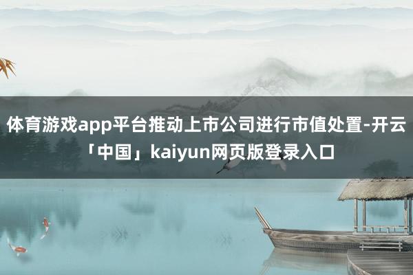 体育游戏app平台推动上市公司进行市值处置-开云「中国」kaiyun网页版登录入口